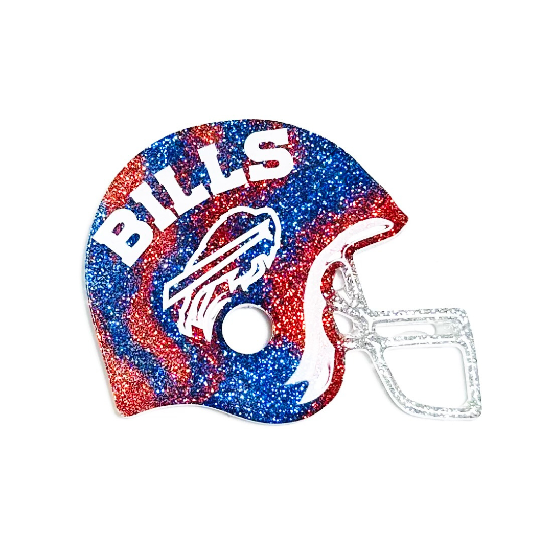 Handmade - Magnet - Resin Helmet - Red Blue Magnet with White Vinyl Lettering