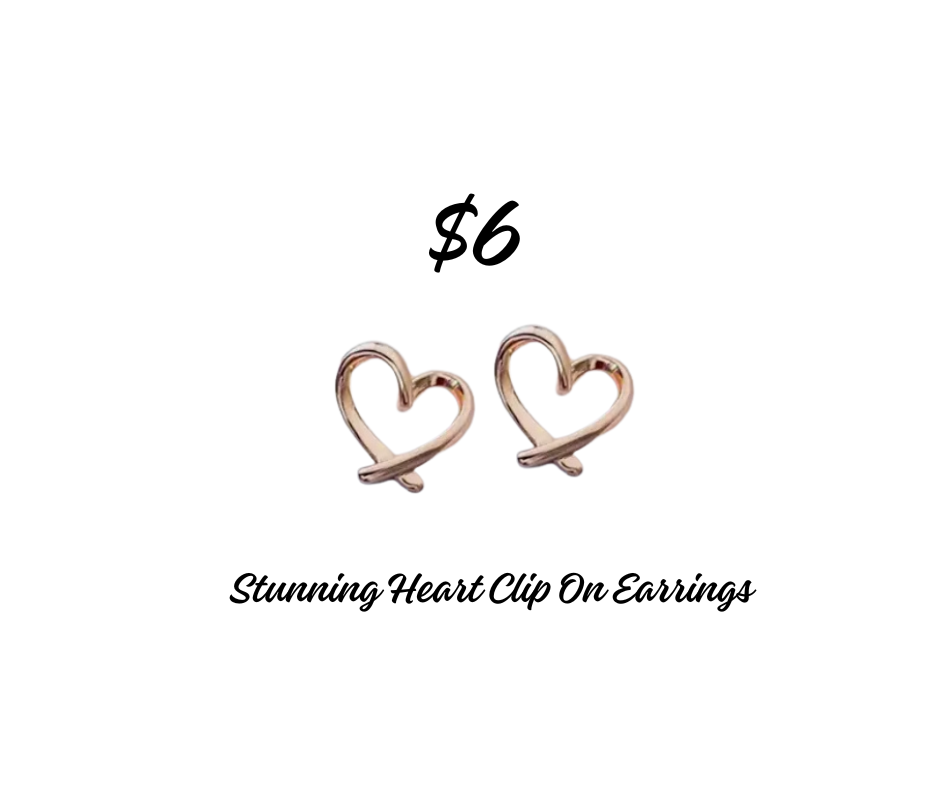 Clip On Earrings - Hearts Rosegold