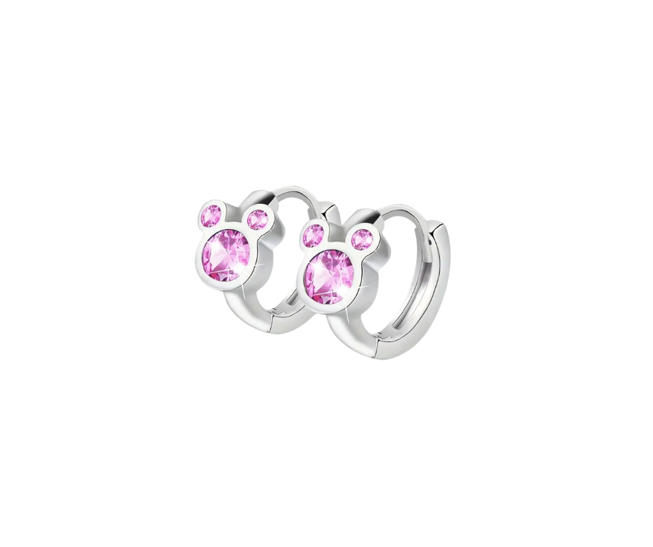 Earrings - Mini Hoops - .925 Sterling Silver Mickey Mouse