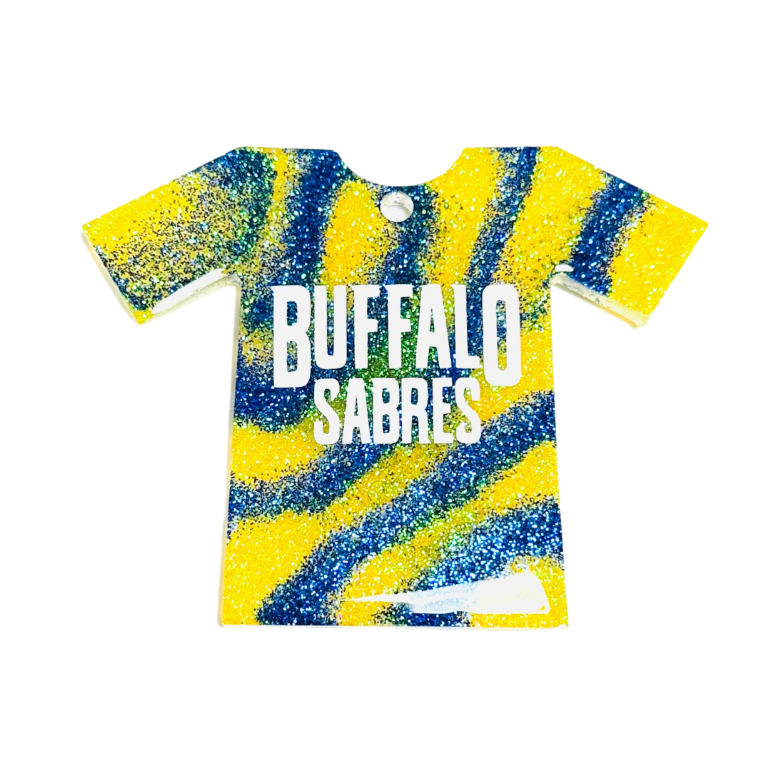 Handmade - Magnet/Ornament - Resin Large Jersey - Yellow Blue with White Vinyl Lettering