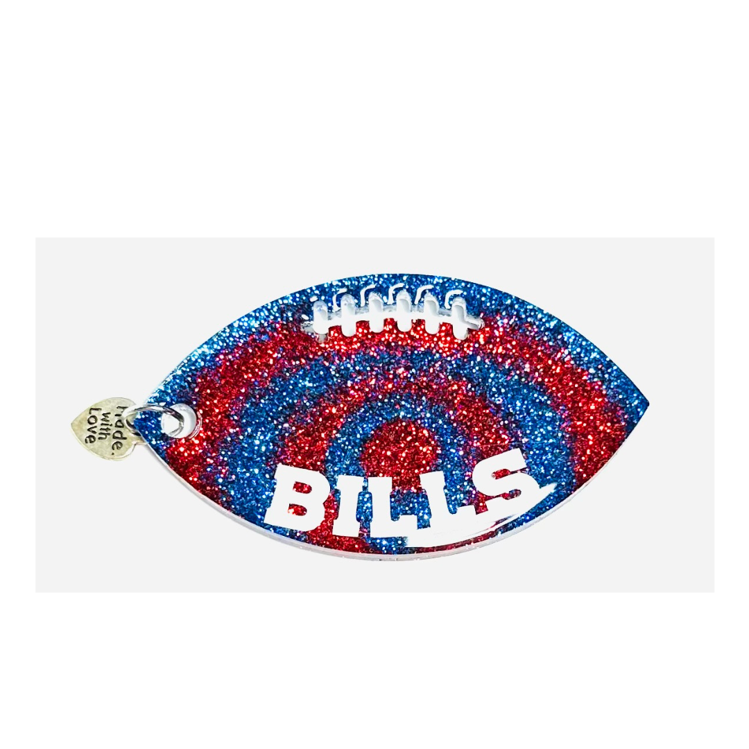 Handmade - Magnet - Resin Football - Red Blue with White Vinyl Logo/Lettering