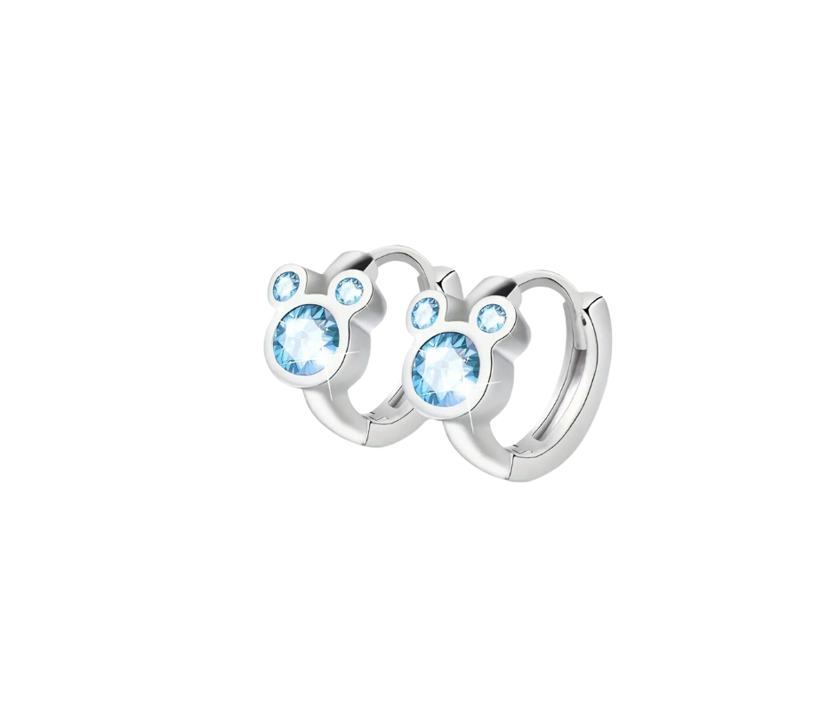 Earrings - Mini Hoops - .925 Sterling Silver Mickey Mouse