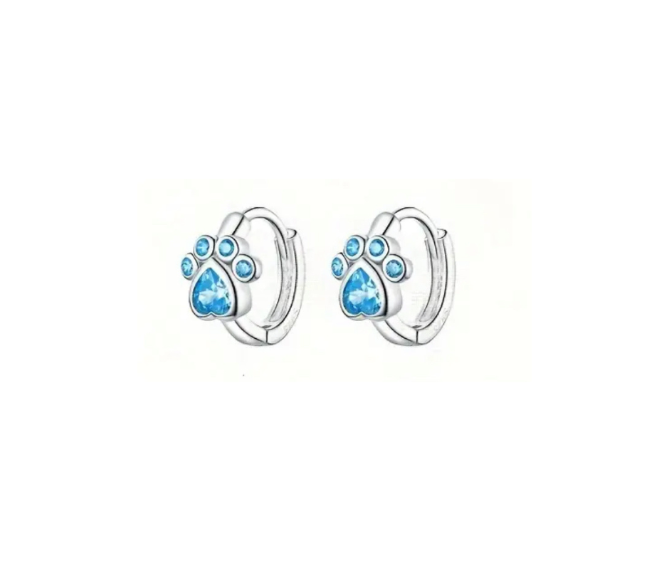 Earrings - Mini Hoop - .925 Sterling Silver Paw Print