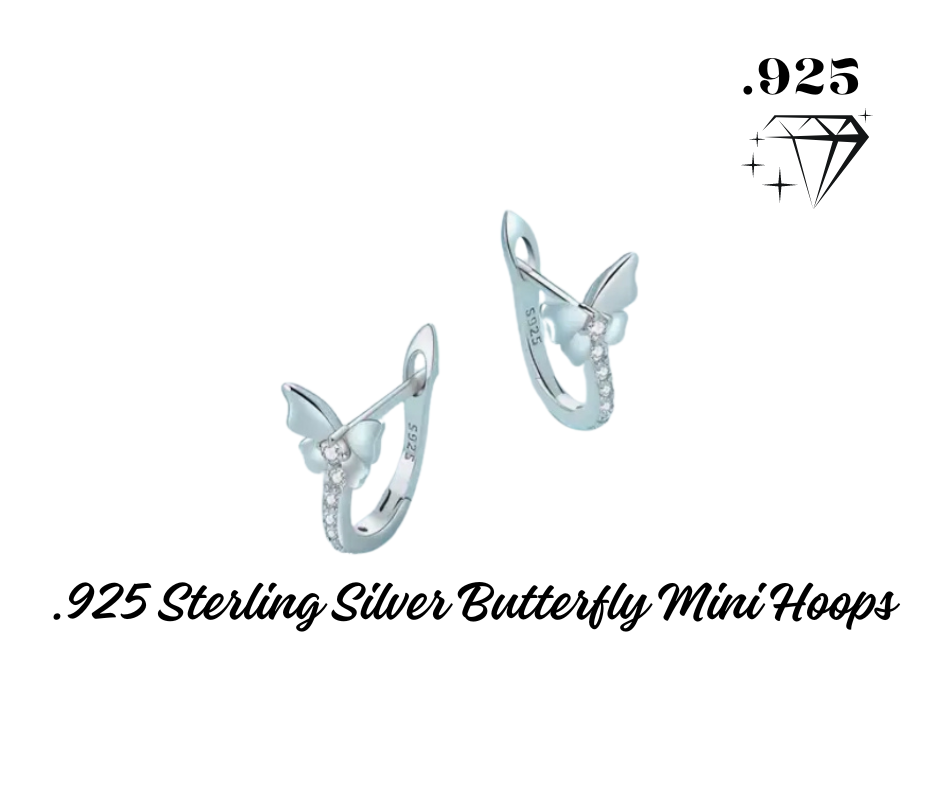 Earrings - Mini Hoops - .925 Sterling Silver Butterfly Ear Buckle