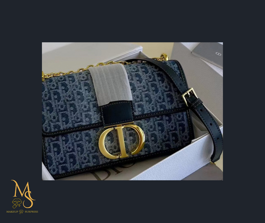 Purse - CD Blue Jean-like Material with Gold Embellishments