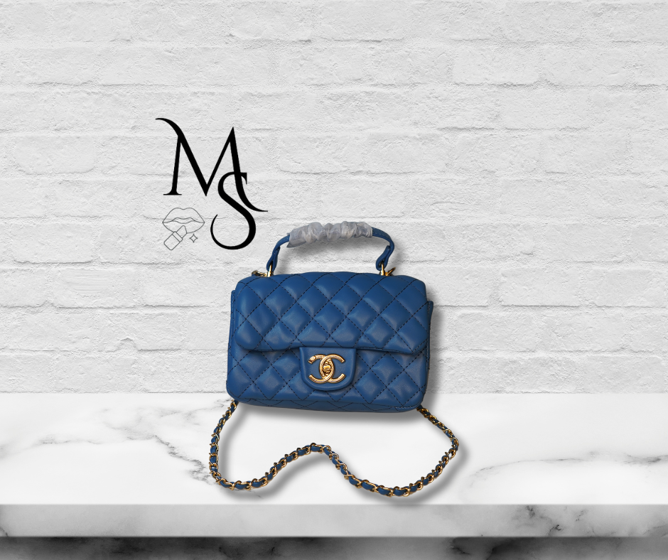 Purse - CC Blue Medium with Gold Accents