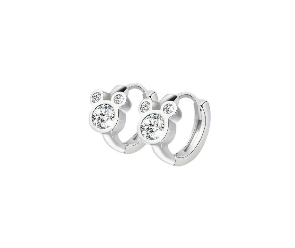 Earrings - Mini Hoops - .925 Sterling Silver Mickey Mouse