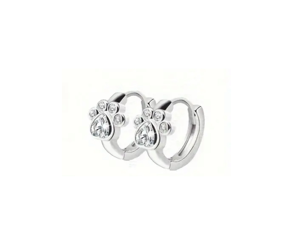 Earrings - Mini Hoop - .925 Sterling Silver Paw Print