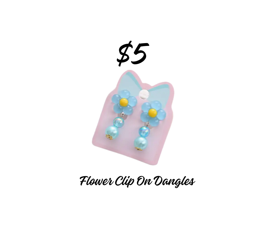 Clip on Earrings - Flower Dangles