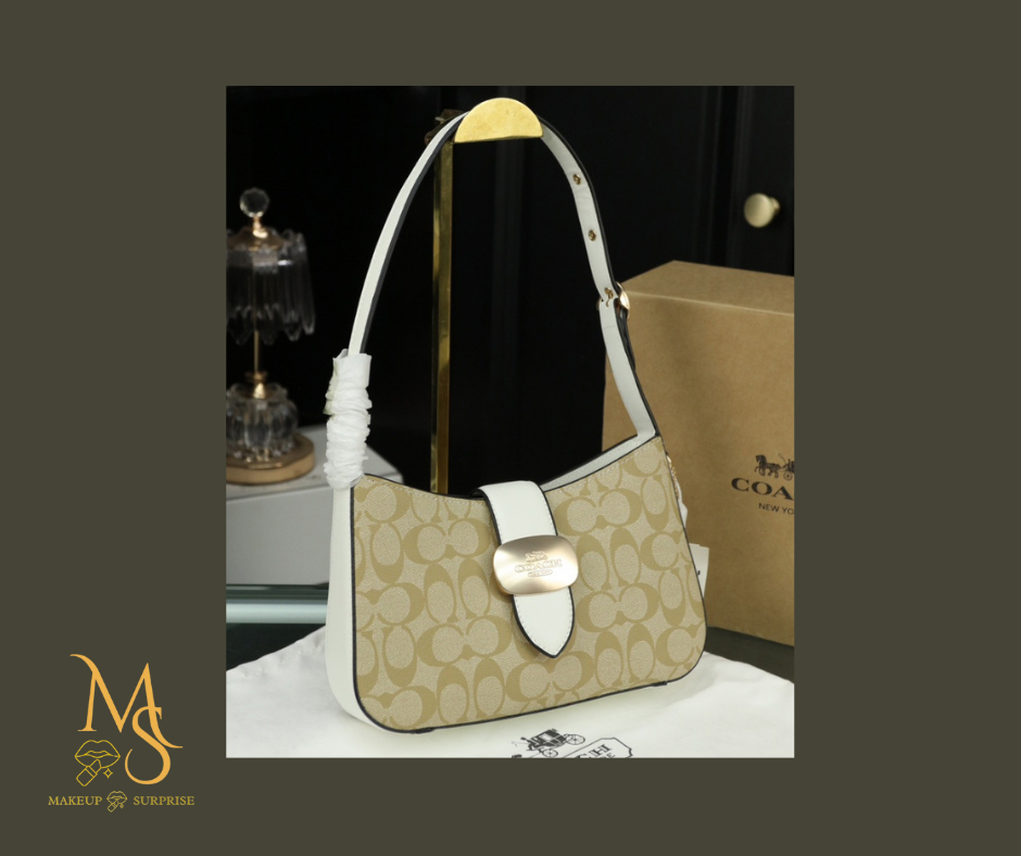 Purse- Tan Luxury Designer inspired C with Gold Embellishments