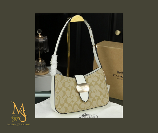 Purse- Tan Luxury Designer inspired C with Gold Embellishments