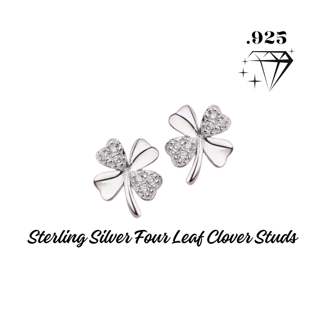 Earrings - Stud - .925 Sterling Silver Four Leaf Clover