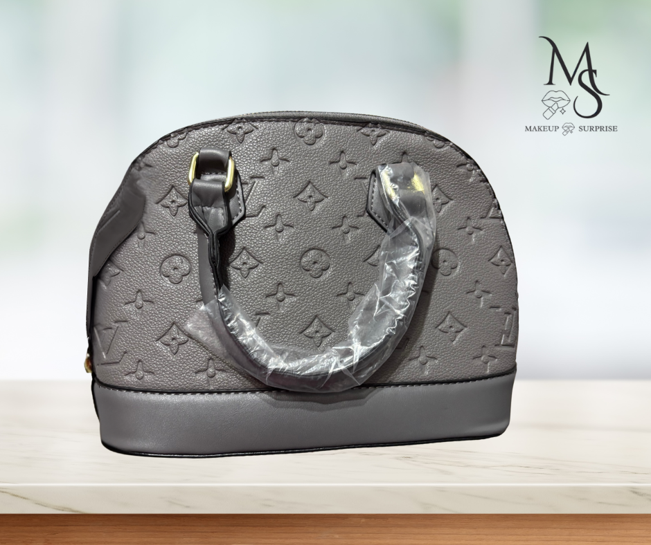 Purse - Gray Embossed Luxury Designer inspired Medium LV with Silver Hardware