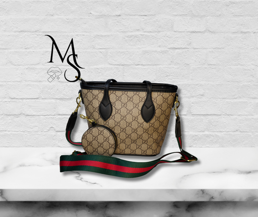 GG Medium Black & Tan Purse with matching Coin Purse