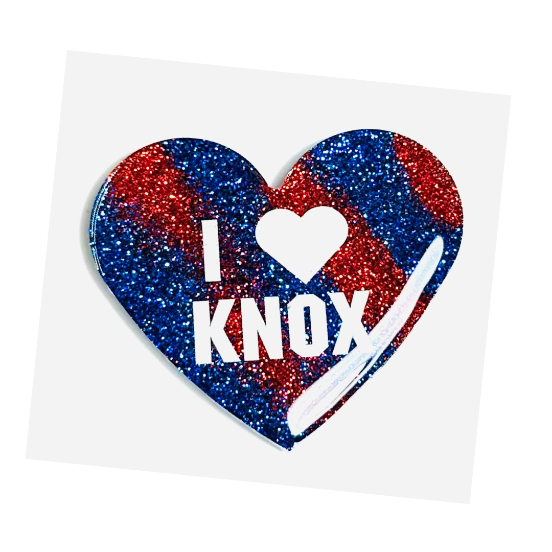 Handmade - Magnet - Resin Heart - Red Blue Magnet with White Vinyl Lettering - I Love (Player Name)