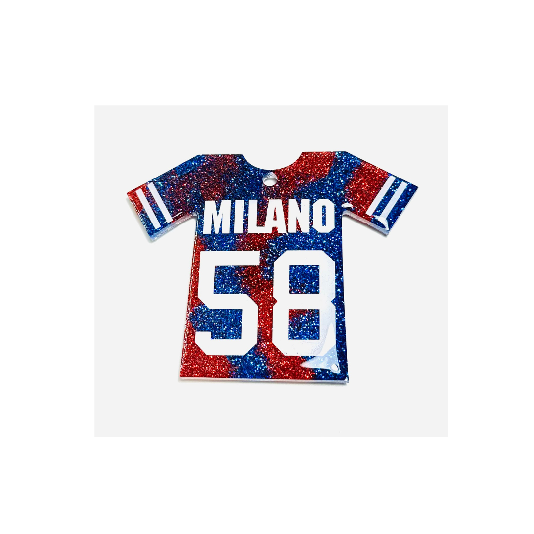 Handmade - Magnet/Ornament - Resin Large Jersey - Red Blue with White Vinyl Lettering