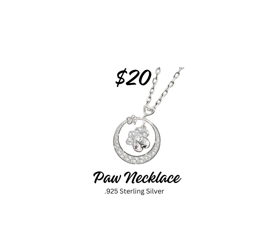 Necklace - Paw Necklace Sterling Silver