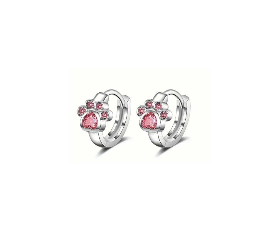 Earrings - Mini Hoop - .925 Sterling Silver Paw Print