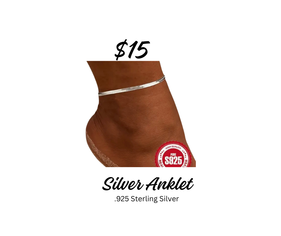 Anklet - .925 Sterling Silver Snake bone Hypoallergenic