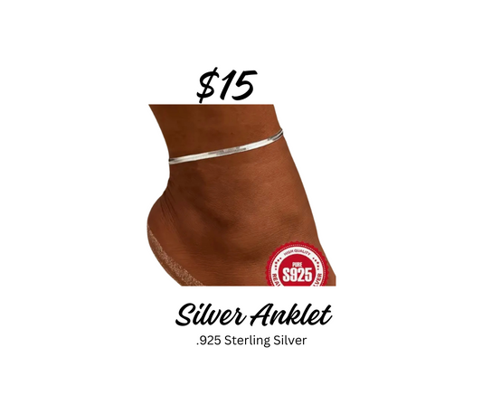Anklet - .925 Sterling Silver Snake bone Hypoallergenic