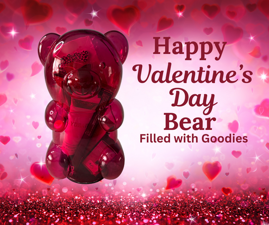 Valentine's Day Bear Filled with Makeup and Beauty Products